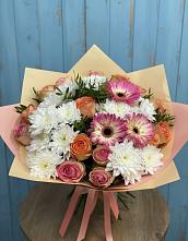 Букет цветов из:  Розы, Герберы и Хризантемы в Ирбите