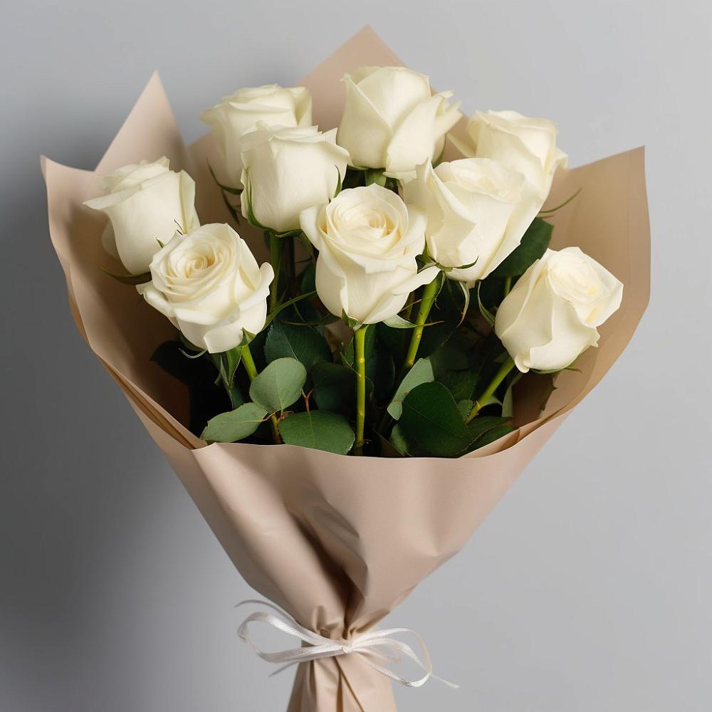 Букет 9 Белых роз Эдлесс Лав в Ирбите