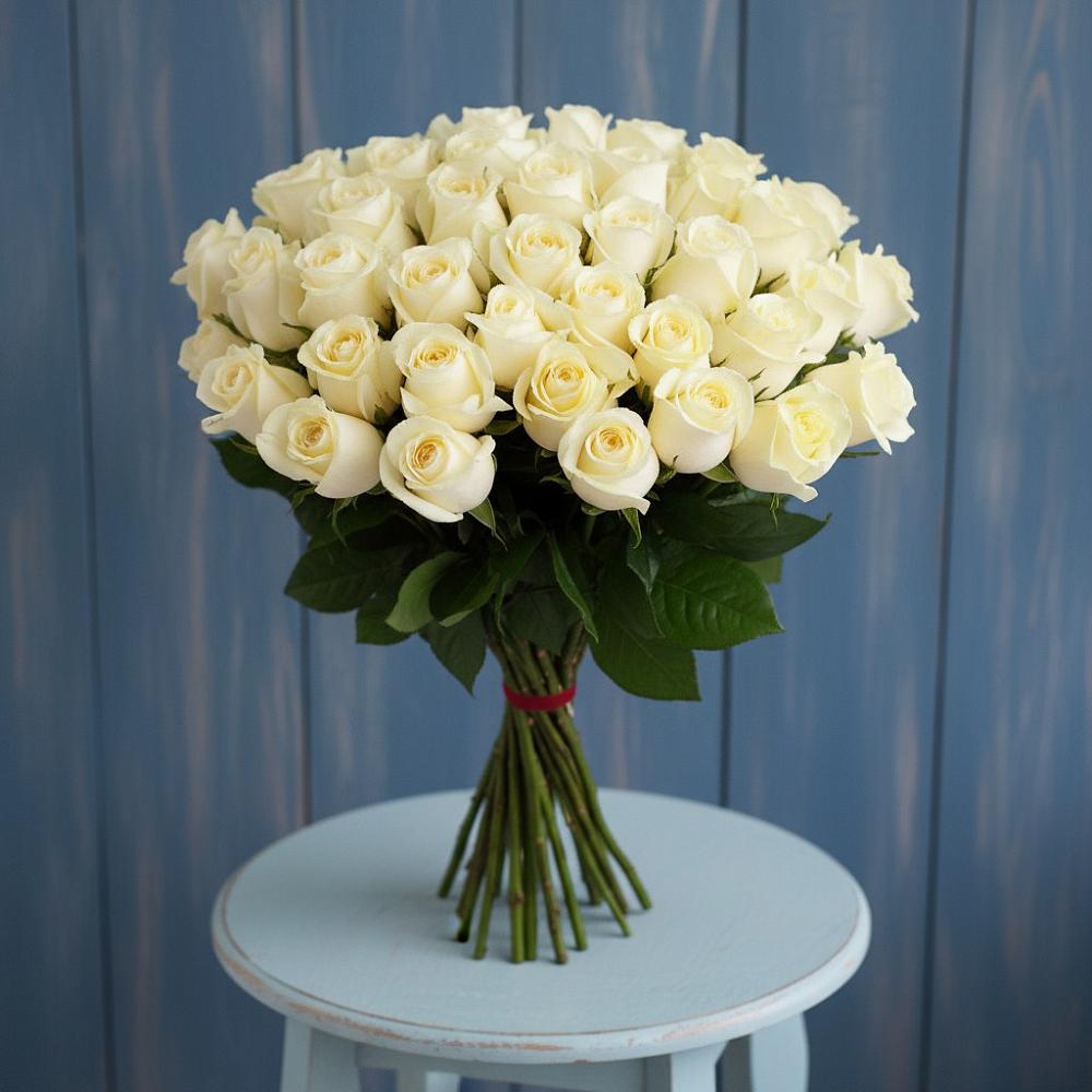Букет 51 Белая роза Эдлесс Лав в Ирбите