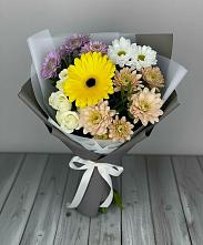 Букет цветов из:  Розы, Герберы и Хризантемы в Ирбите