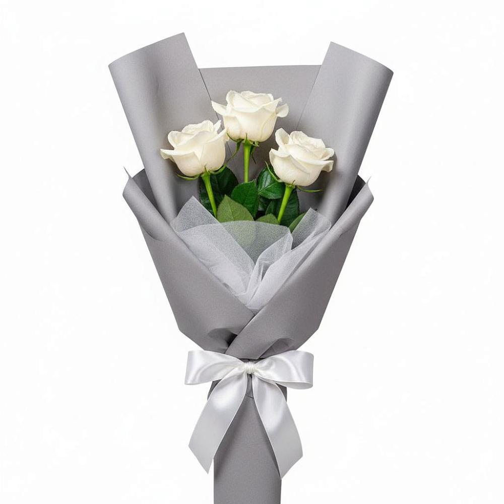 Букет 3 белые розы в Ирбите