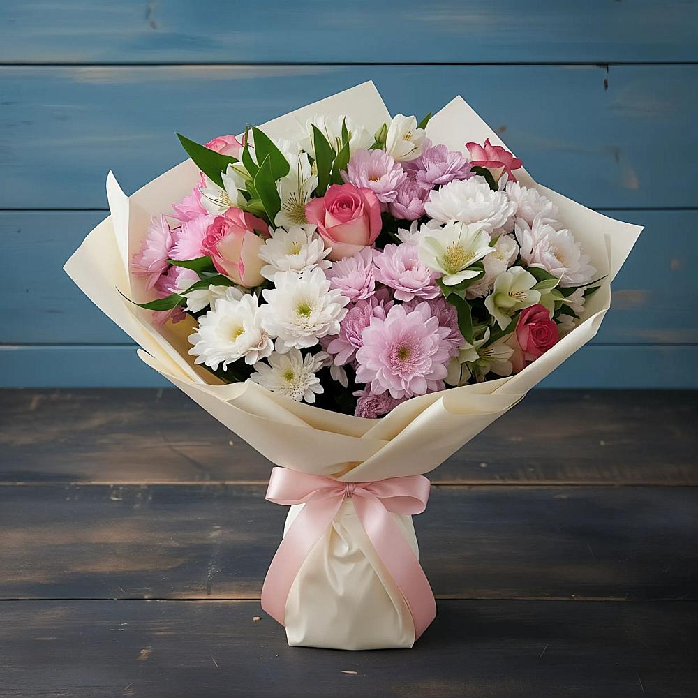 Букет цветов из: Хризантемы, Альстромерии и Розы в Ирбите